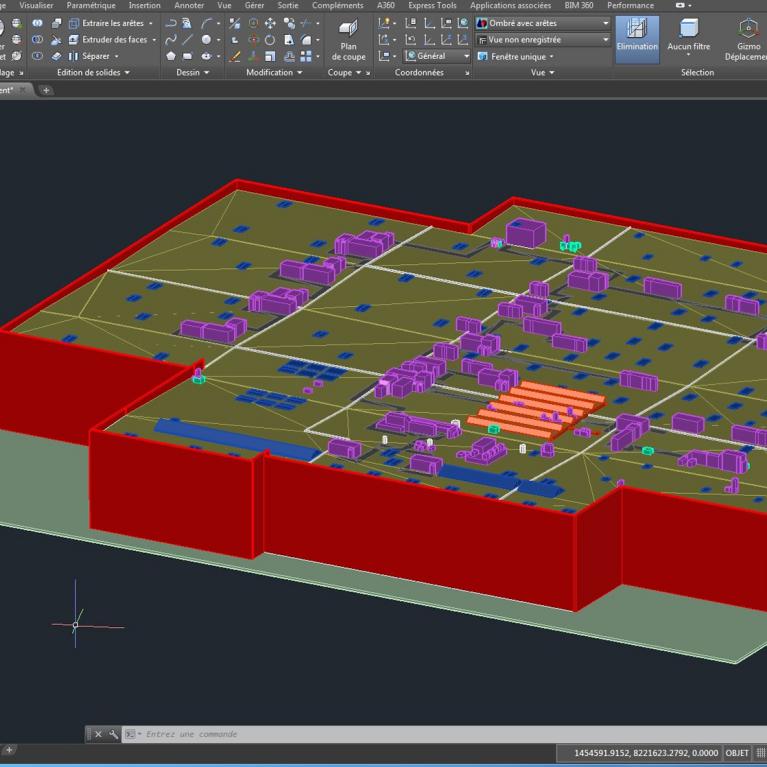 plan 3d simple toit batiment